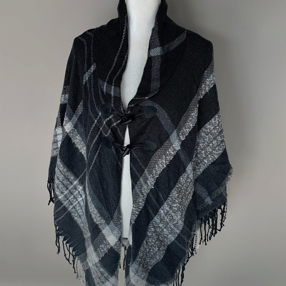Grey Plaid Scarf Shawl / Wrap